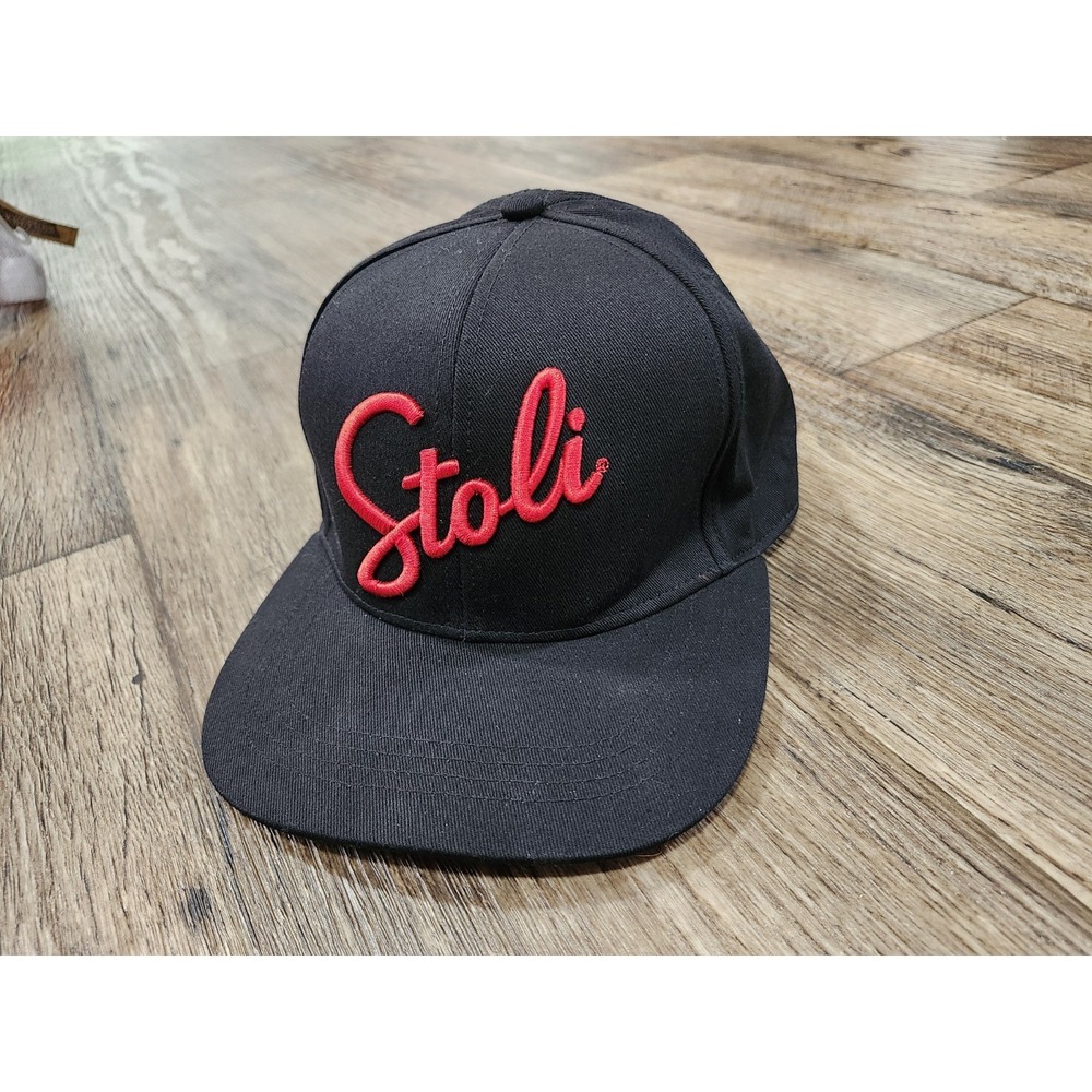 Stoli Stolichnaya Vodka Baseball Cap Hat Adjustable Embroidered Logo Black NEW